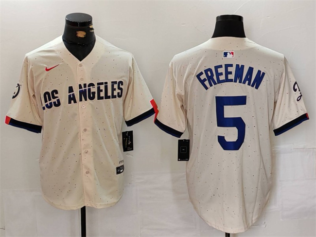 Men's Los Angeles Dodgers #5 Freddie Freeman Cream Stitched Baseball Jersey Men's Los Angeles Dodgers #5 Freddie Freeman Cream Stitched Baseball Jersey